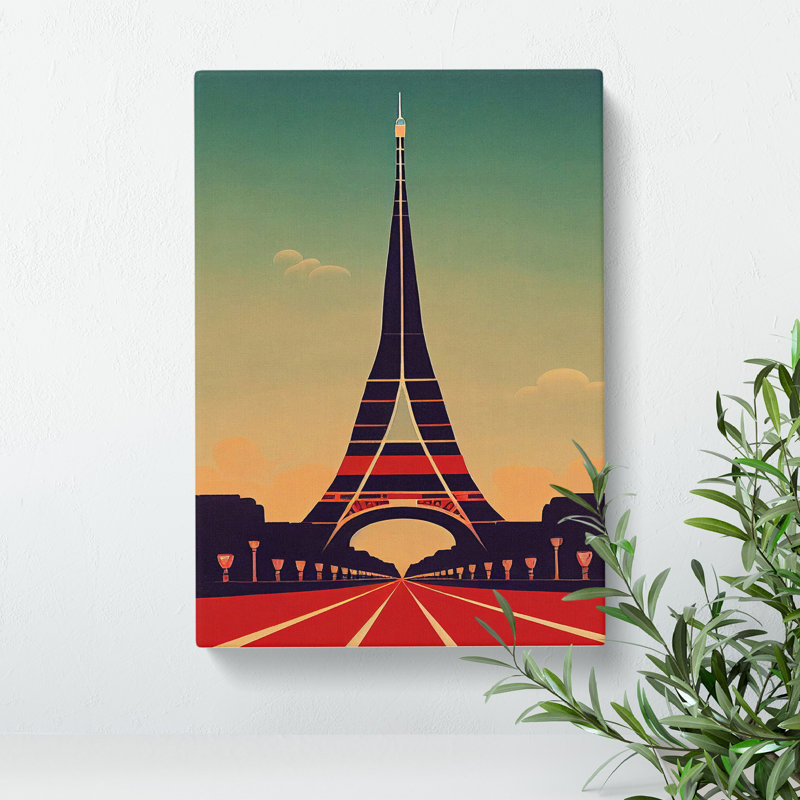 Art Deco Eiffel Tower No.1 - Wrapped Canvas Print, 50cm H x 35cm W x 3cm D