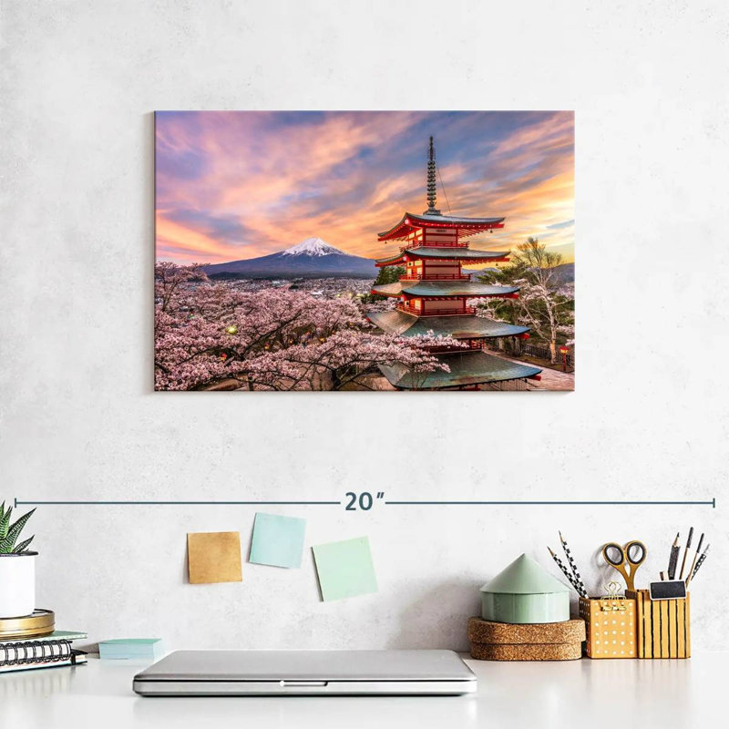 Nicci Chureito Pagoda In Spring, 8" H x 12" W