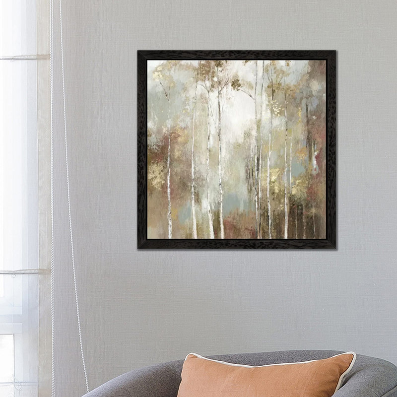 Fine Birch I by Allison Pearce - Painting on Canvas, 93.98 cm H x 93.98 cm W, Black Framed