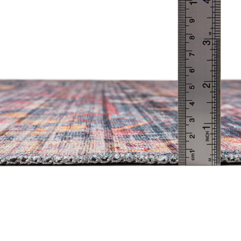 Tapis floral rouge / bleu Hafner, Rectangle 5 pi 3 po x 8 pi