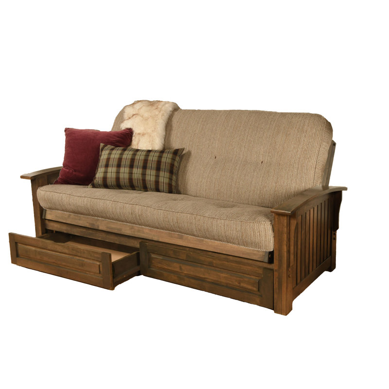 Stratford Full 83" Wide Futon Frame and Mattress, Yes, Taxi Woodsmoke