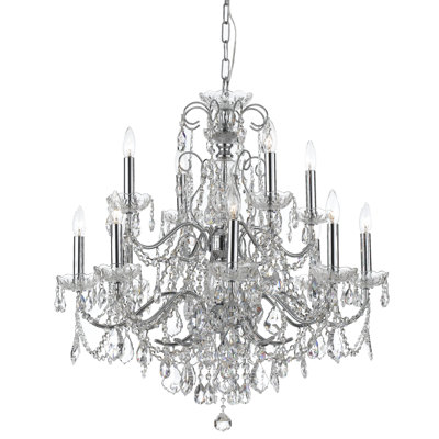 Salgado 12 - Light Candle Style Chandelier with Crystal Accents