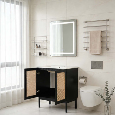 Meuble-lavabo en bambou de 30 po pour un rangement élégant