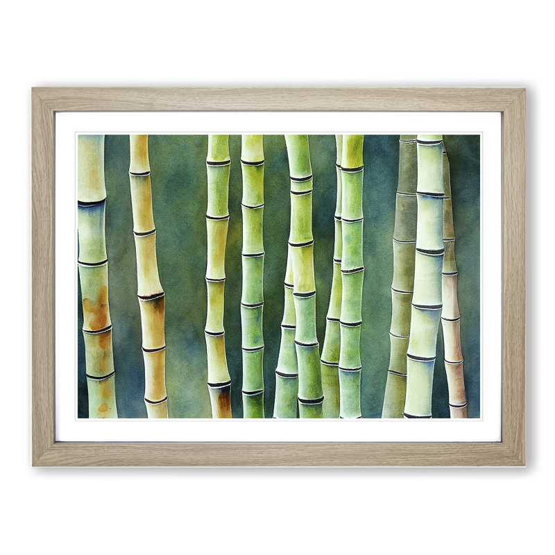 Watercolour Bamboo Forest Vol.3 1 Piece Single Picture Frame Painting, 46cm H x 64cm W x 2cm D, Oak Framed