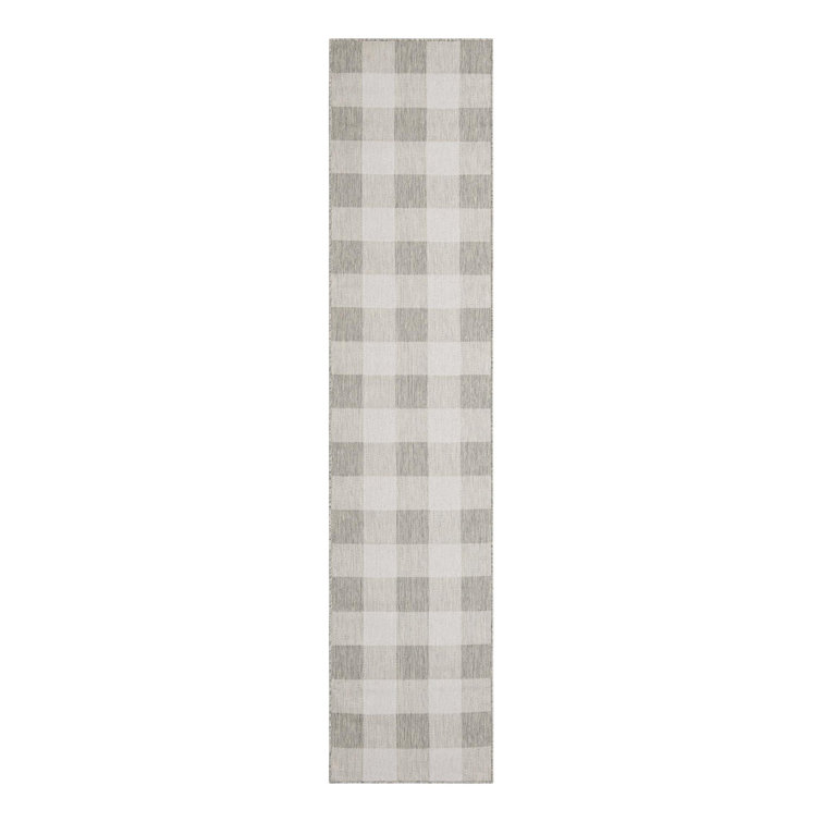 Tereon Checkered Machine Made Power Loom Polypropylene Plastic Indoor/Outdoor Area Rug in Gray