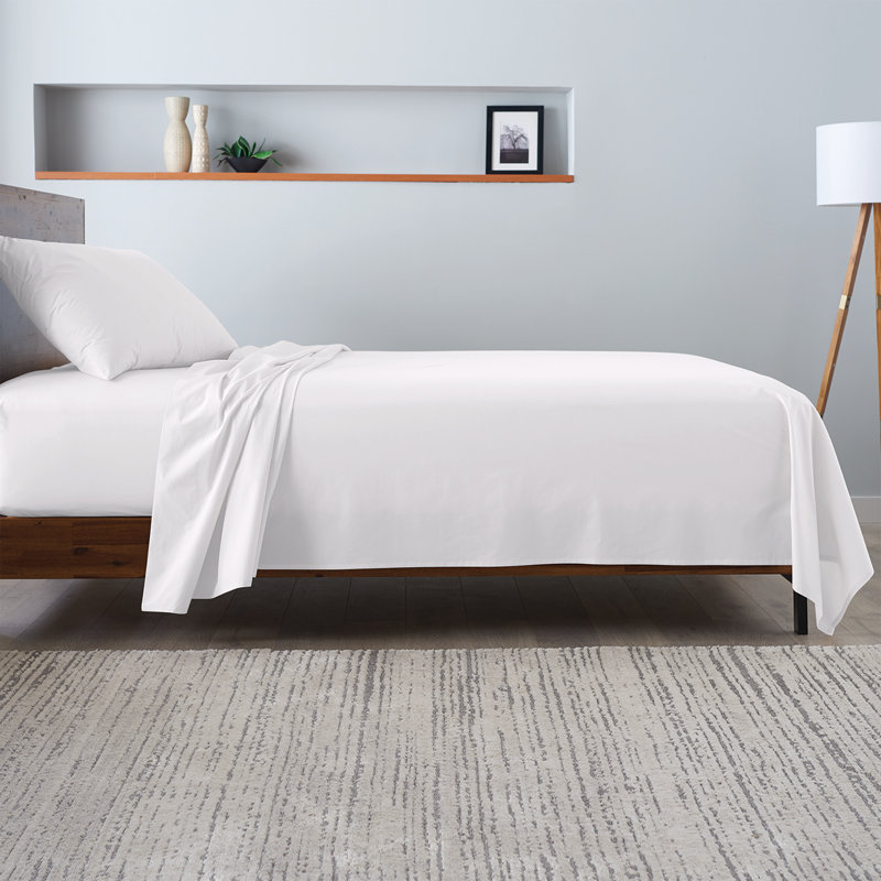 100% Cotton Percale Crisp and Cool Sheet Set, Queen Sheet Set with 4 Pieces Included, White