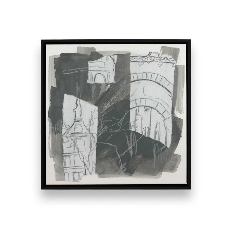 Street Shadows II by June Erica Vess Canvas Art Print, Black, Floater Framed Print without Mat, 36" H x 36" W