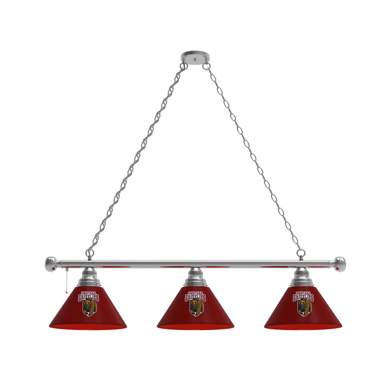 3 - Light Pool Table Lights Pendant, Chrome, Montana Grizzlies
