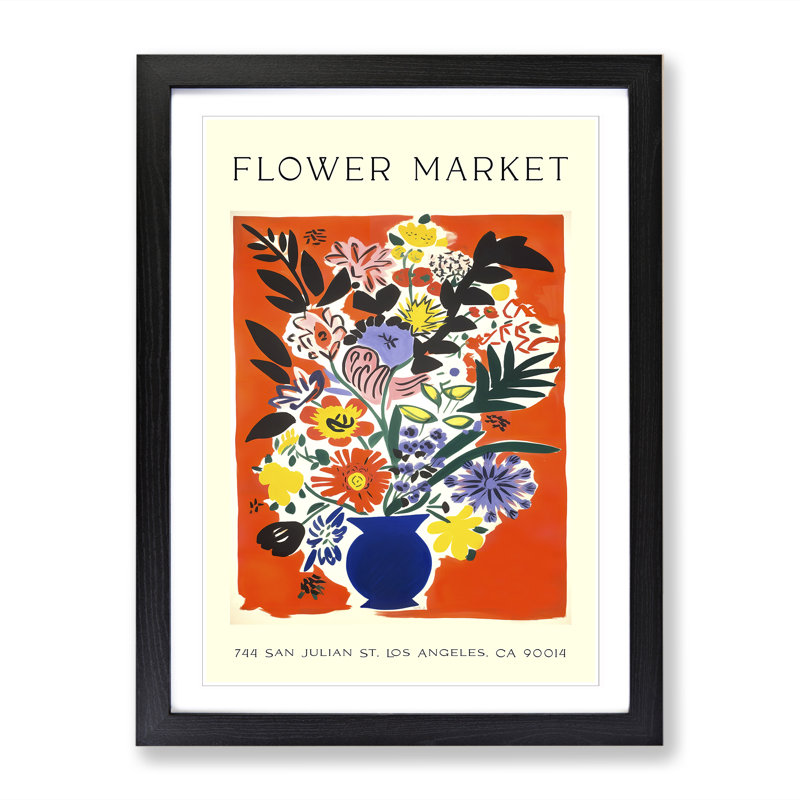 San Julian Flower Market Exhibition No.5 - Single Picture Frame Print on Wood, 64cm H x 46cm W x 2cm D