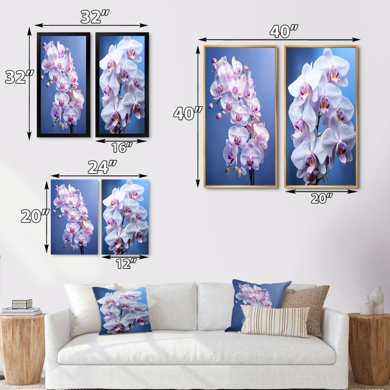 «Purple Orchids Elegance», 2 pièces, Cadre blanc, H 24 po x l 20 po