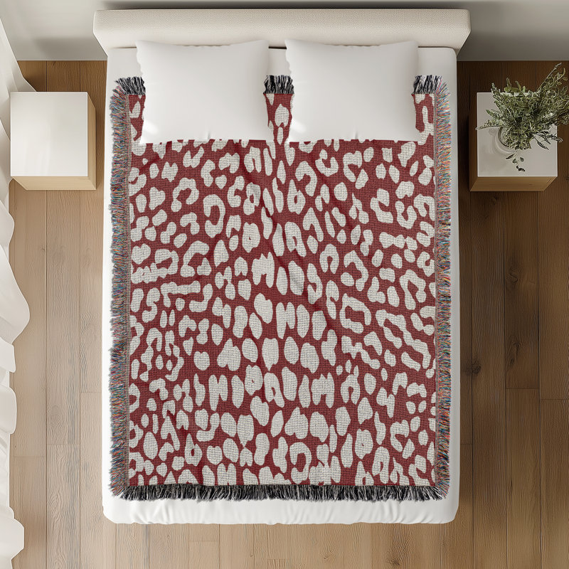 Jeté en mélange de coton Delo, Rouge, L 60 po x l 50 po