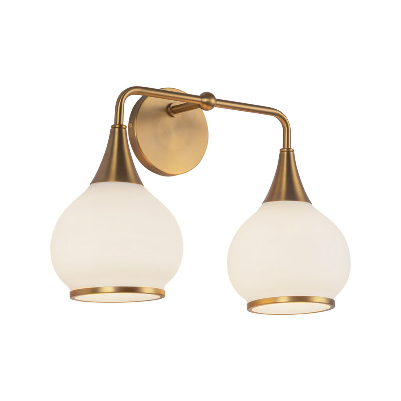 Éclairage pour meuble-lavabo Marsi, 2, Verre opale mat, Doré vieilli