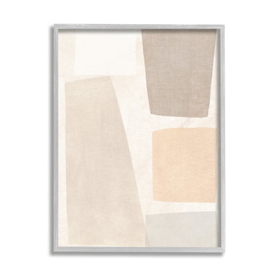 Geometric Abstract Collage Blocked Neutral Brown Shapes by June Erica Vess - Painting on Canvas