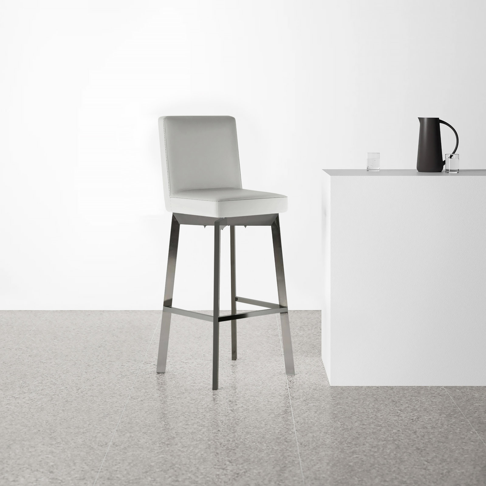Ross Swivel Counter and Bar Stool, White, Counter Stool (26" Seat Height)