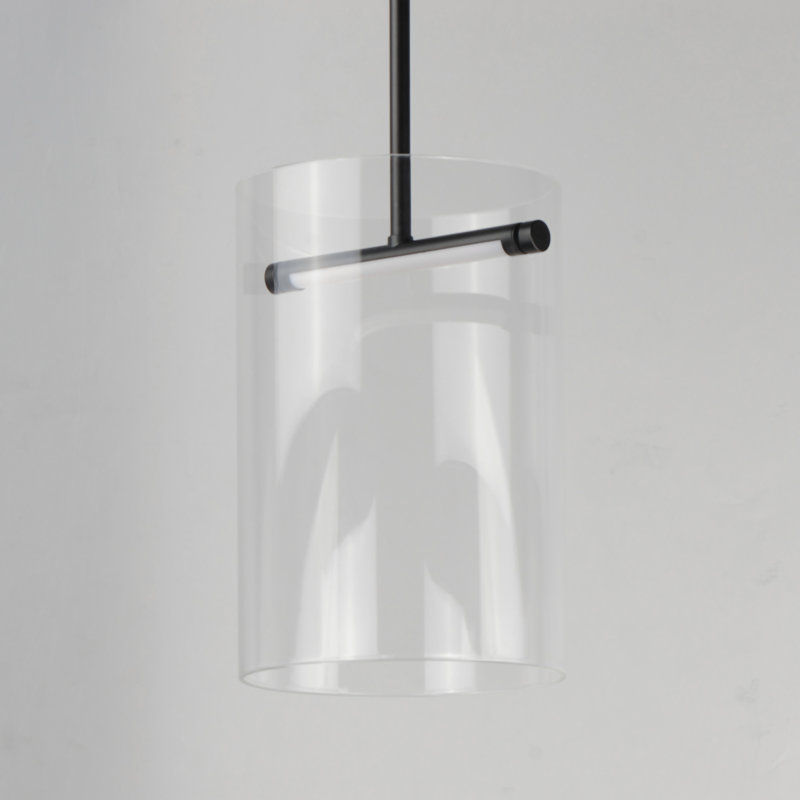 Luminaire suspendu cylindrique 1 lumière DEL Maija, Noir mat