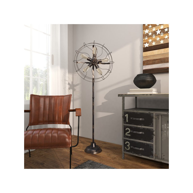 Lampe sur pied en métal et bronze