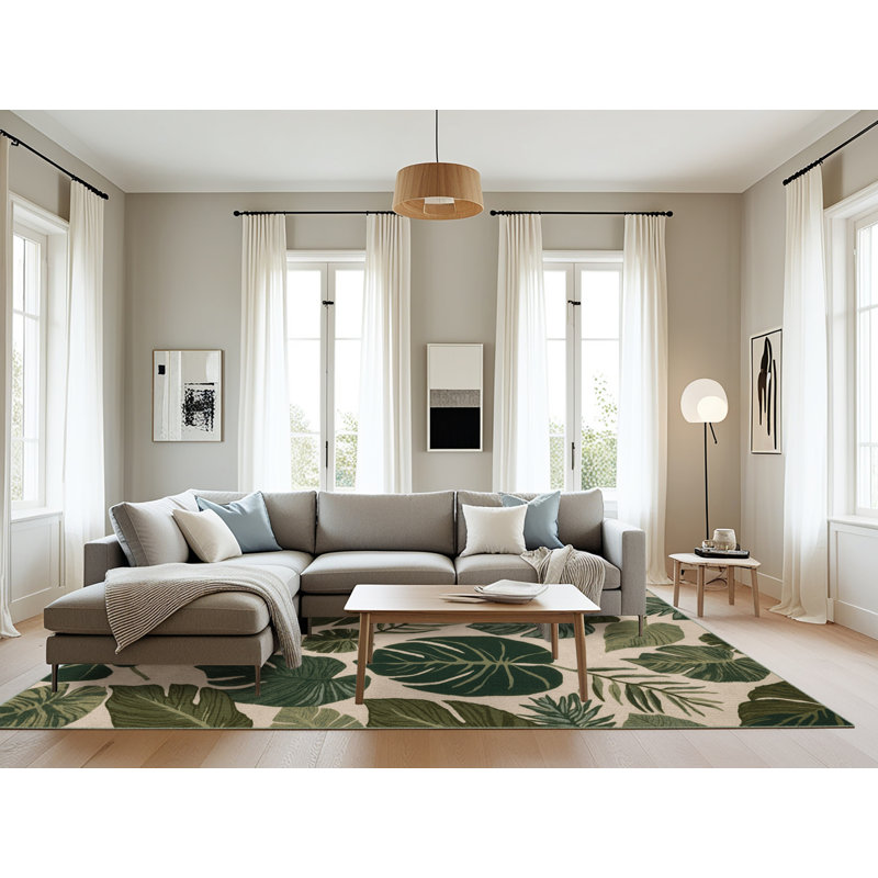 Tapis vert botanique lavable à la machine, Rectangle 8 pi x 12 pi