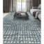 Tapis rectangulaire en laine / soie noué à la main bleu / ivoire-94342801