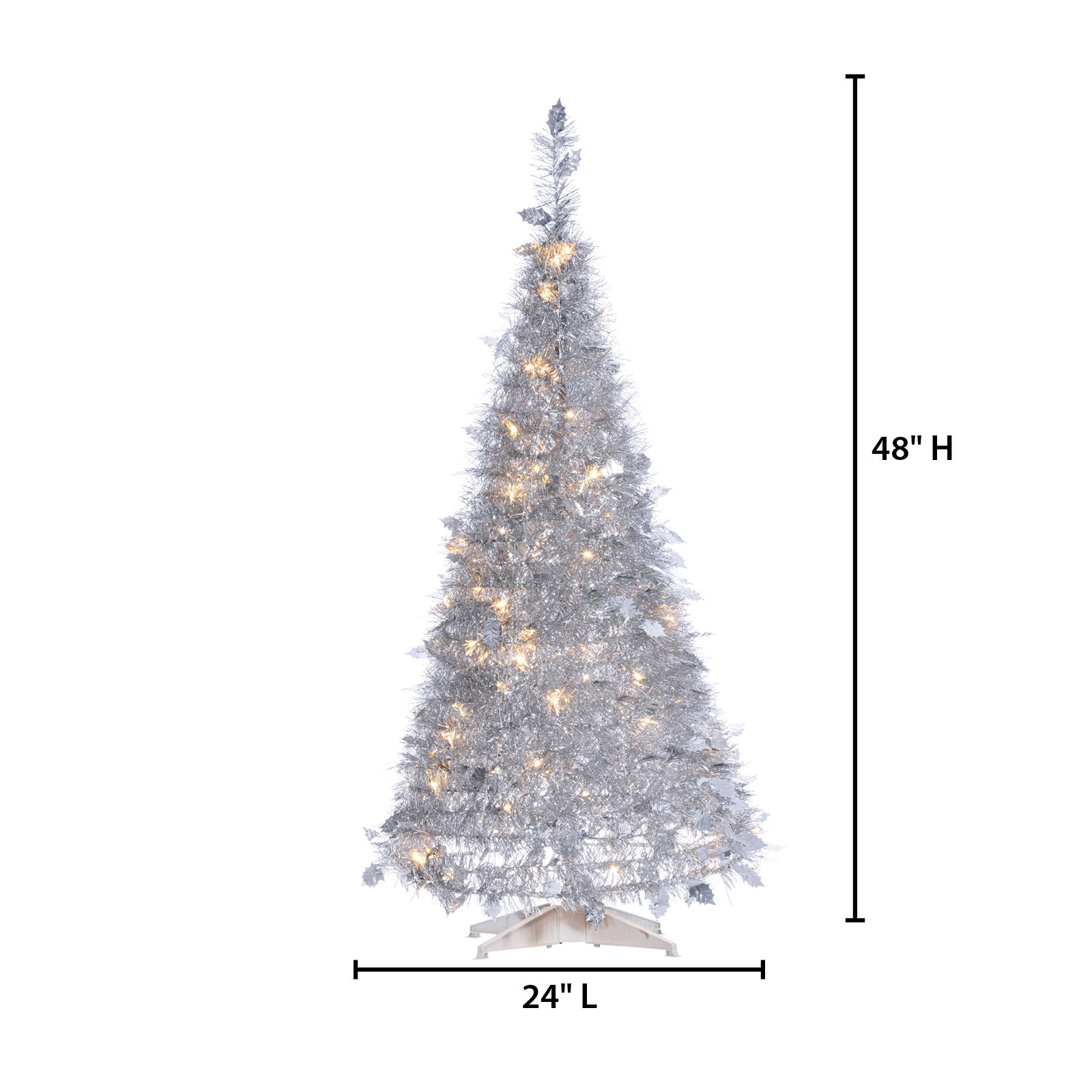 48' Lighted Artificial Pine Christmas Tree, 4'