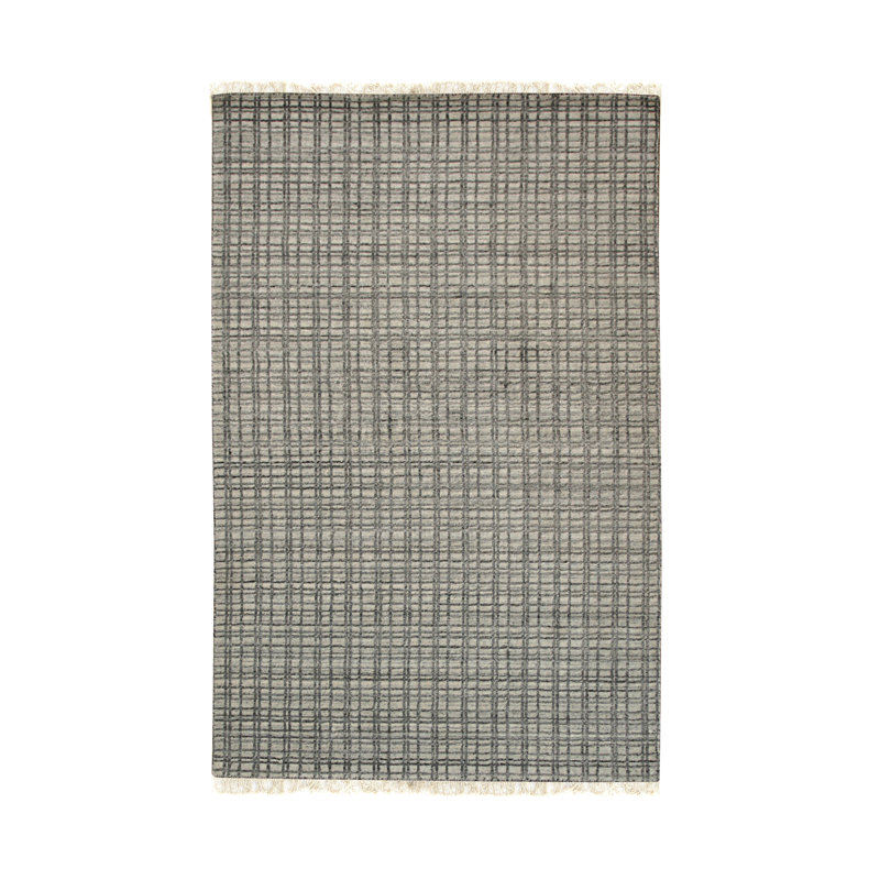 Tapis rectangulaires beige en laine noué à la main élégant et durable, Rectangle 9 pi x 12 pi