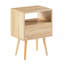 Table d'appoint moderne en rotin de 15,75 po avec tiroir, pieds en bois massif, table de chevet pour la chambre à coucher et le salon