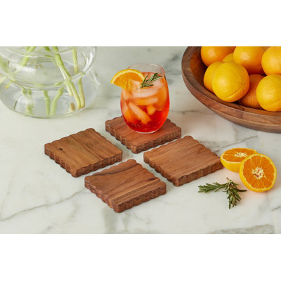 Scalloped Wood Coasters, Square