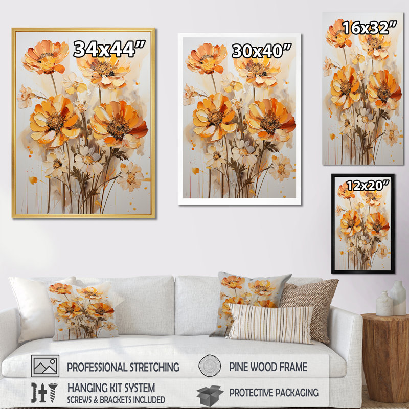 Buttercups sépia - reproduction d'art mural Buttercups, Cadre photo noir, H 20 po x l 12 po x P 1 po