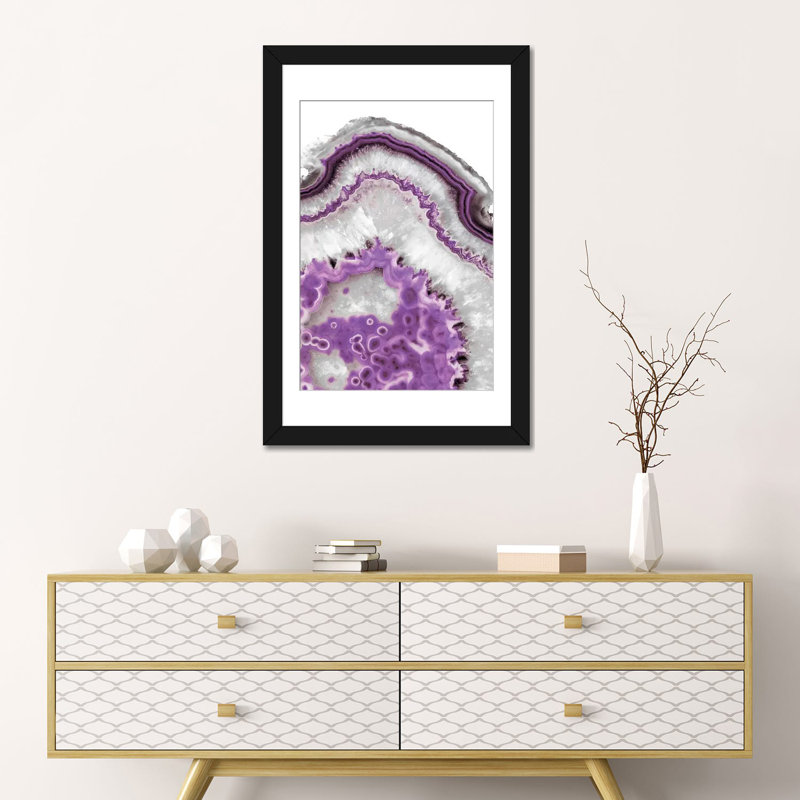 « ultraviolette agate », impression sur toile, H 24 po x l 16 po x P 1 po, Papier d'art encadré noir, Blanc
