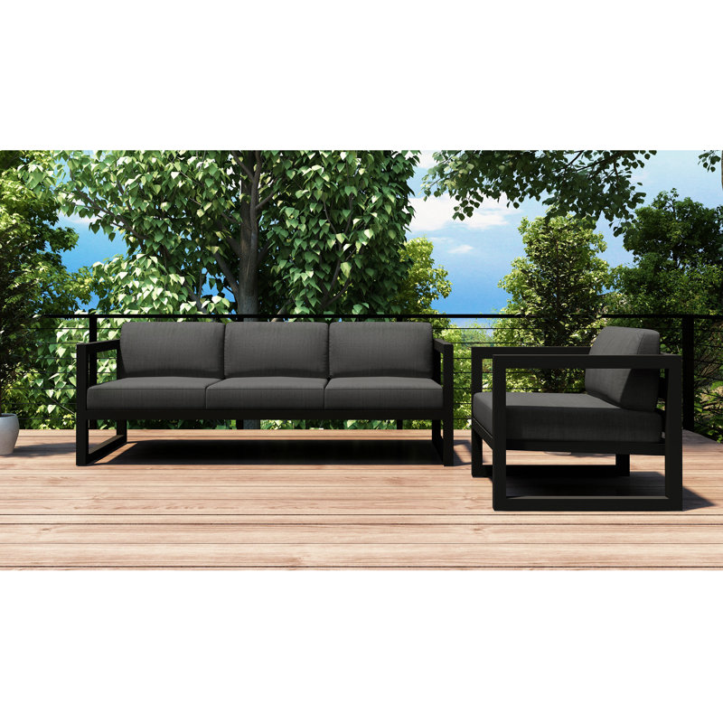 Avion 2 Piece Sofa Set, Canvas Charcoal Sunbrella® Canvas, Slate
