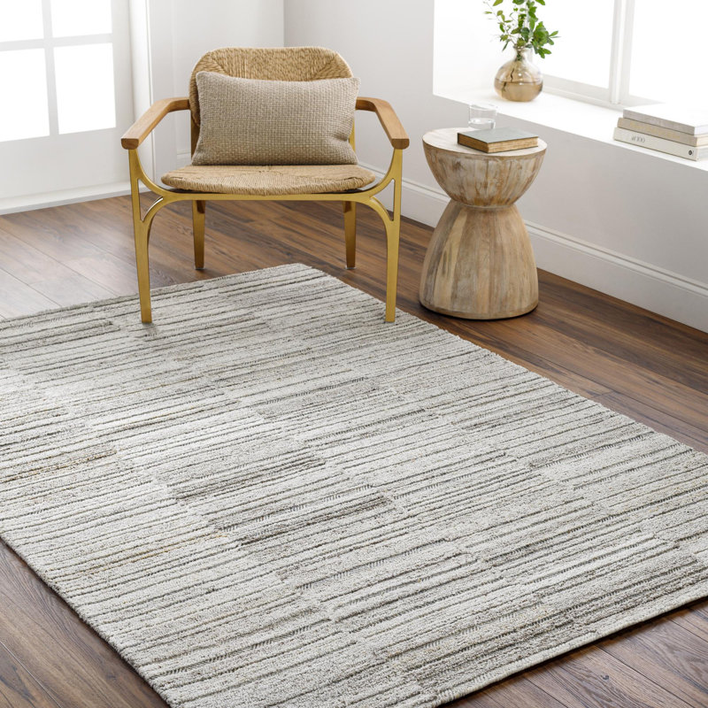 Abstract Area Rug in Gray, Rectangle 9' x 12'