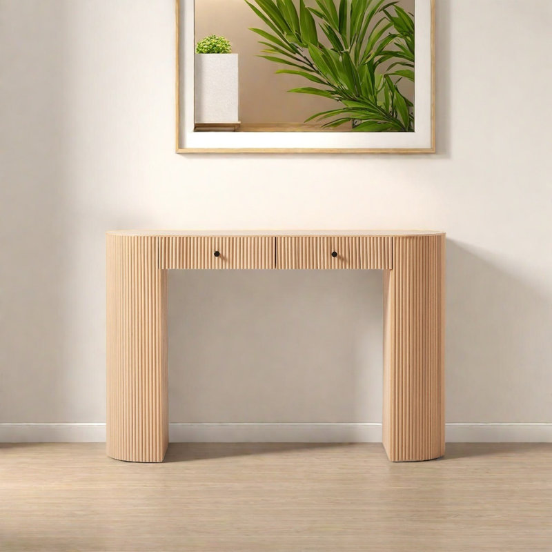 Console moderne avec 2 tiroirs, H 29,92 po x l 55,12 po x P 14,96 po