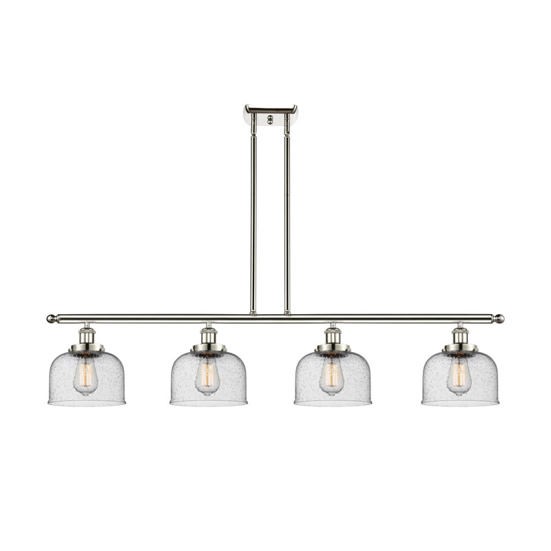 Luminaire suspendu pour îlot de cuisine 4 lumières Bissonnette, DEL, Grainé, Nickel poli