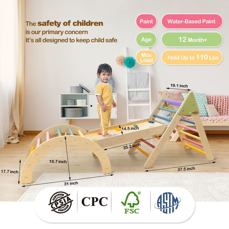Ensemble de jouets d'escalade pour tout-petits Montessori Lik-Fun Pikler Triangle