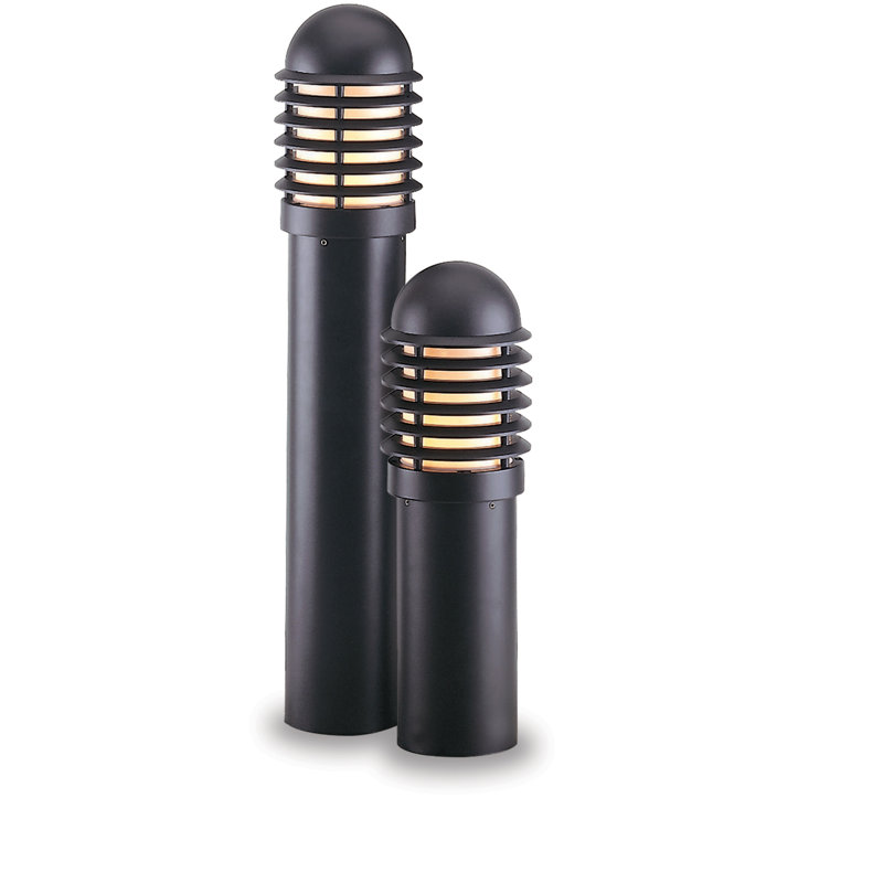 BOLLARD Matte Black Metal Pier Mount Light, Black, E27, 73cm H