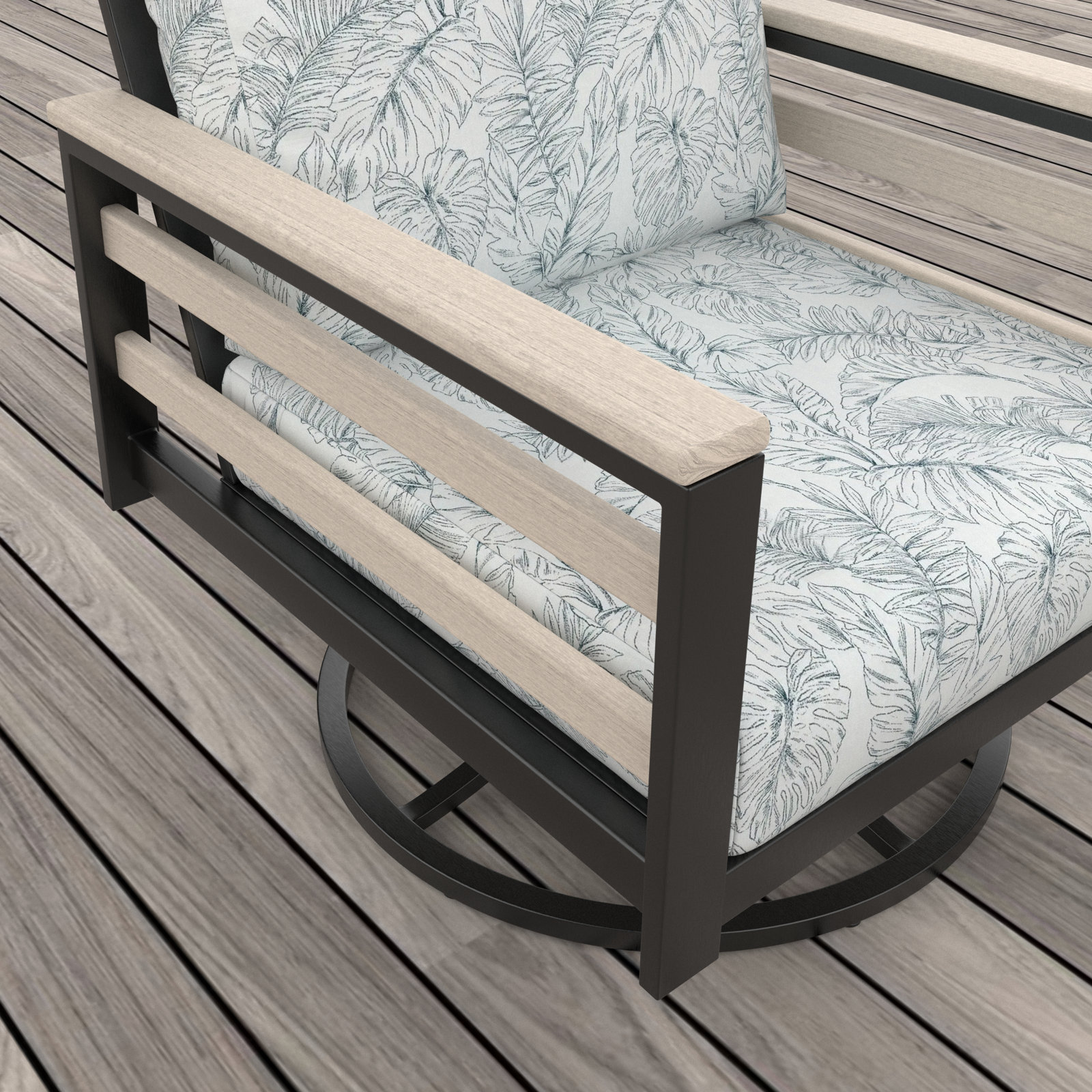 Townsend Sunbrella® Metal Swivel Patio Rocking Chair, Sunbrella Calm Laurel, White