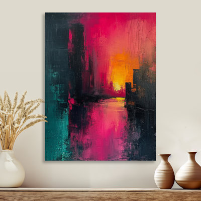 Coucher de soleil urbain magique - paysage abstrait, art mural