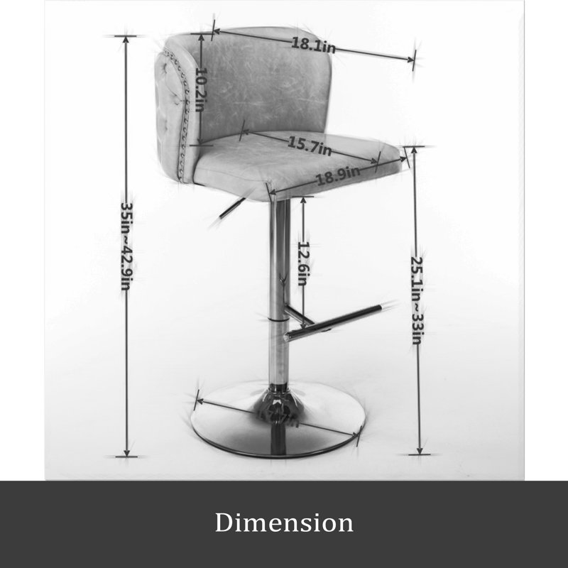Swivel Barstools Adjusatble Seat Height, Modern PU Upholstered Bar Stools With The Whole Back Tufted, For Home Pub And Kitchen Island