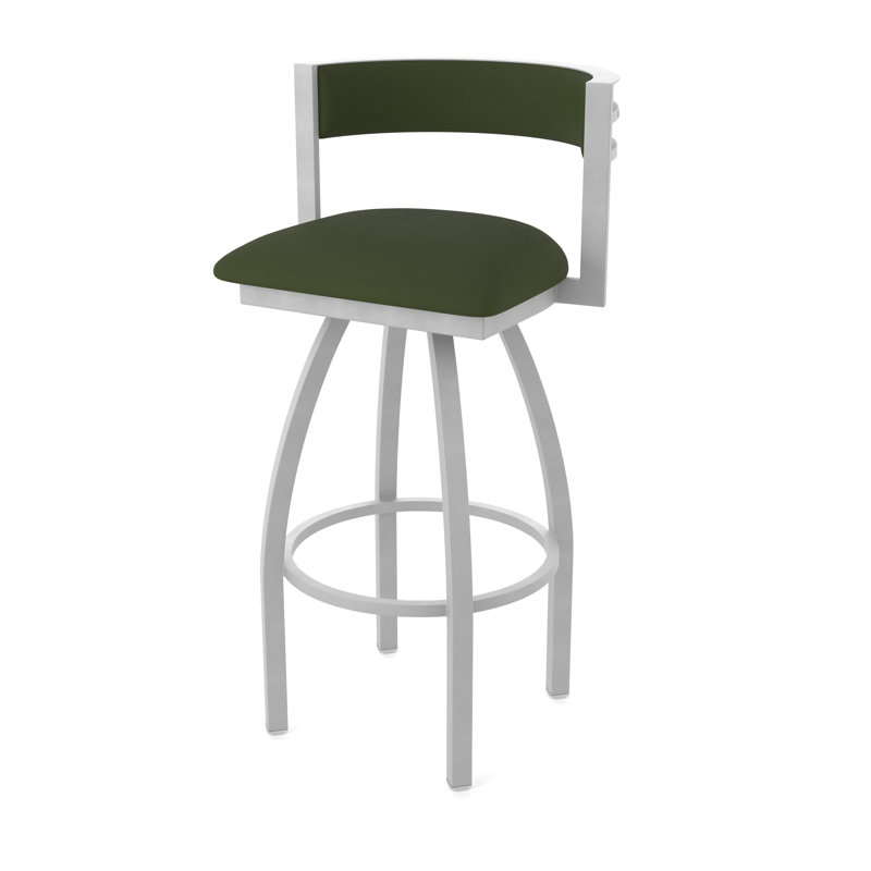 Tabouret Artémis, Vinyle - pin Canter, Tabouret de bar (siège d'une hauteur de 30 po), Nickel anodisé