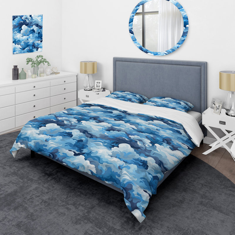 Ensemble de housse de couette Blue Camouflage Skies I, Housse de couette pour très grand lit et 2 très