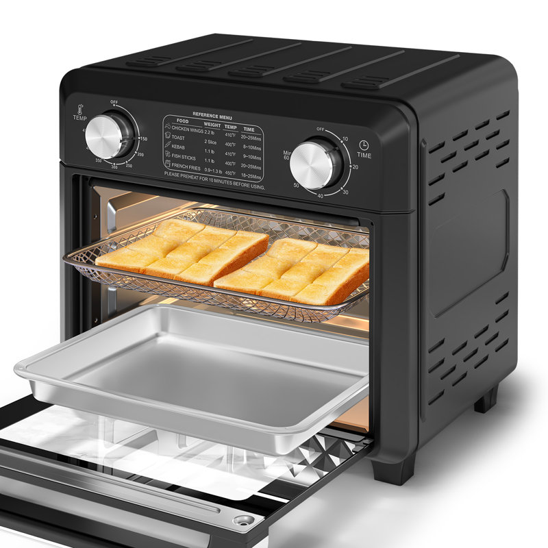 11QT Compact Air Fryer Toaster Oven - 2 Slice, Countertop, Warm, Broil, Toast, Bake, Oil-Free, 60-Minute Timer, 1000W, Black | Gift Idea