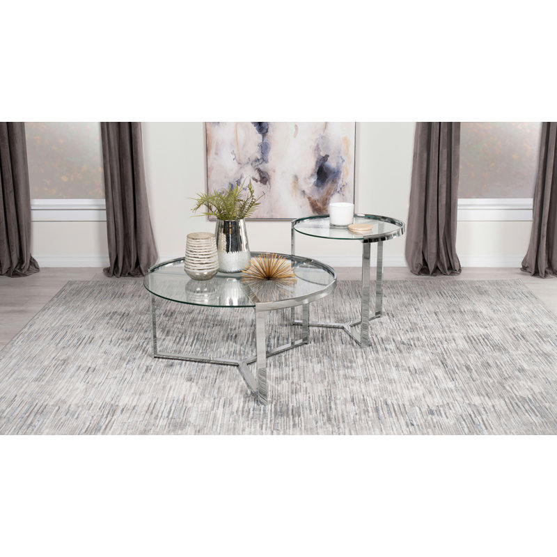 Table basse gigogne 2 pièces Wooldridge, Chrome chrome