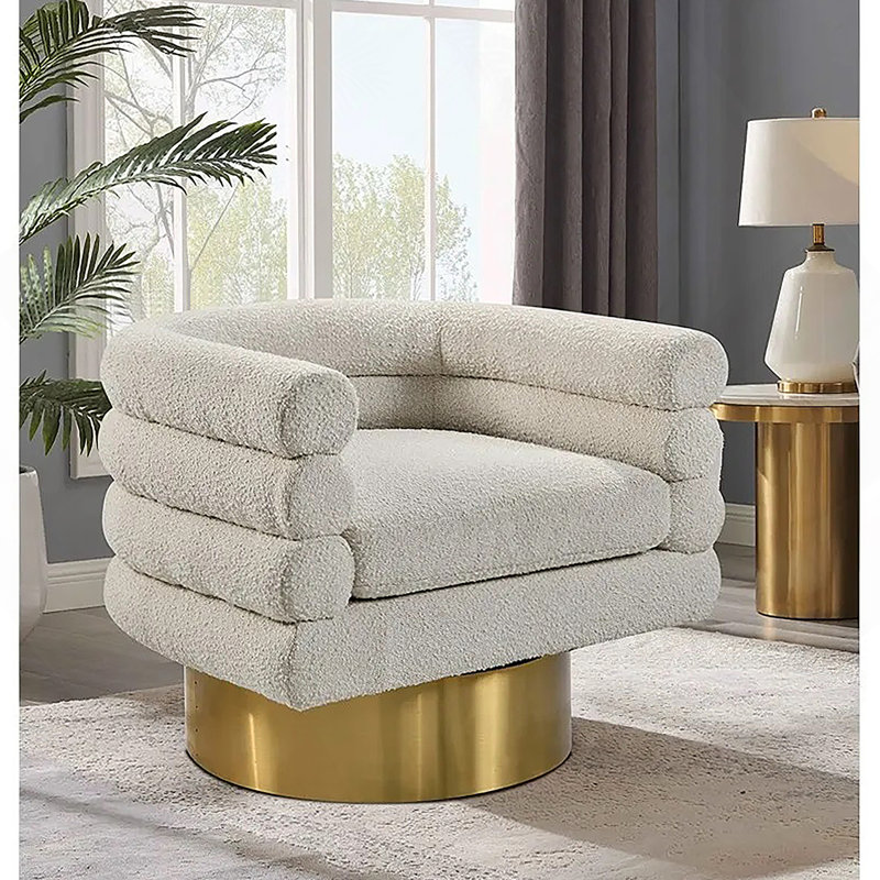 Fauteuil d'appoint pivotant Modern Boucle, Crème