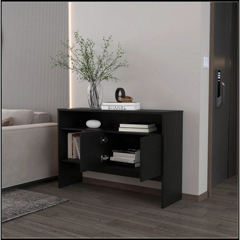 Console noire avec deux portes, Noir