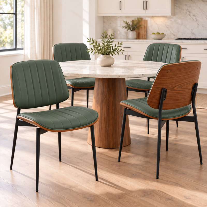 18.5 " H Faux Leather Upholstered Swivel Side Chair, Green