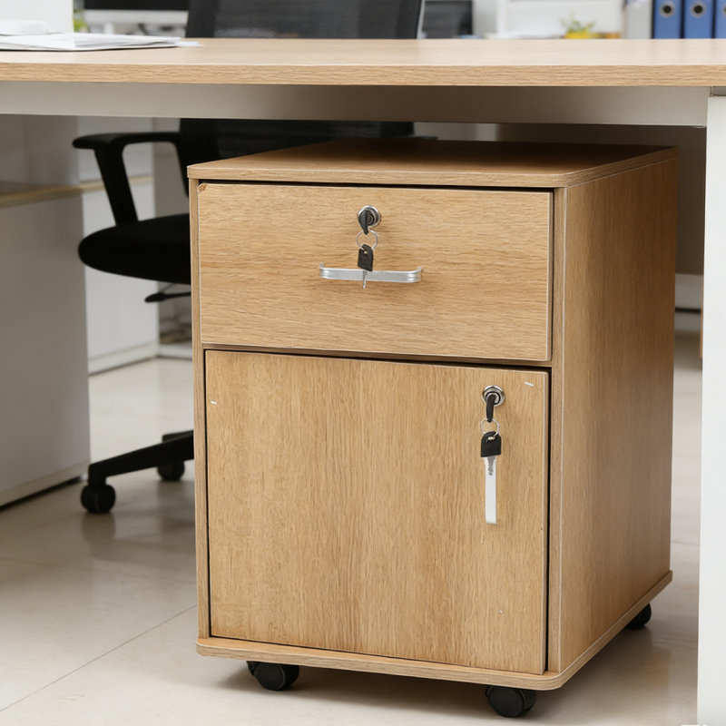 37 cm W Wheels / Casters included Mobile Filing Cabinet, Brown