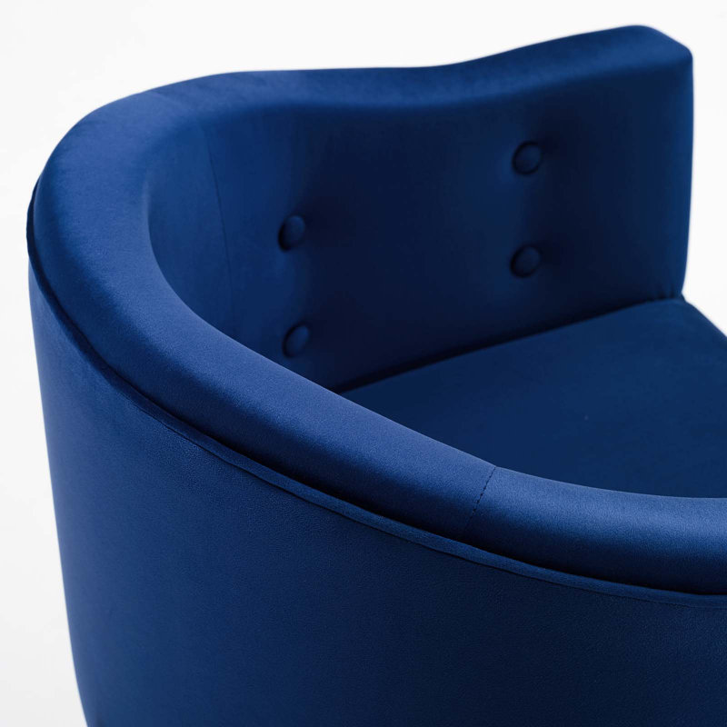 Savour Tufted Performance Velvet Bar Stool, Navy, Counter Stool (26” Seat Height)