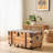 Natural-Toned Reclaimed Wood Trunk Coffee Table with Wheels, Large Storage, Vintage Industrial Style