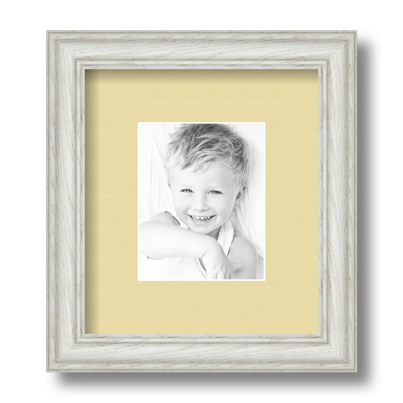 Cadre pour photo simple 3,5 po x 5 po en bois mat blanc, Bouton d'or