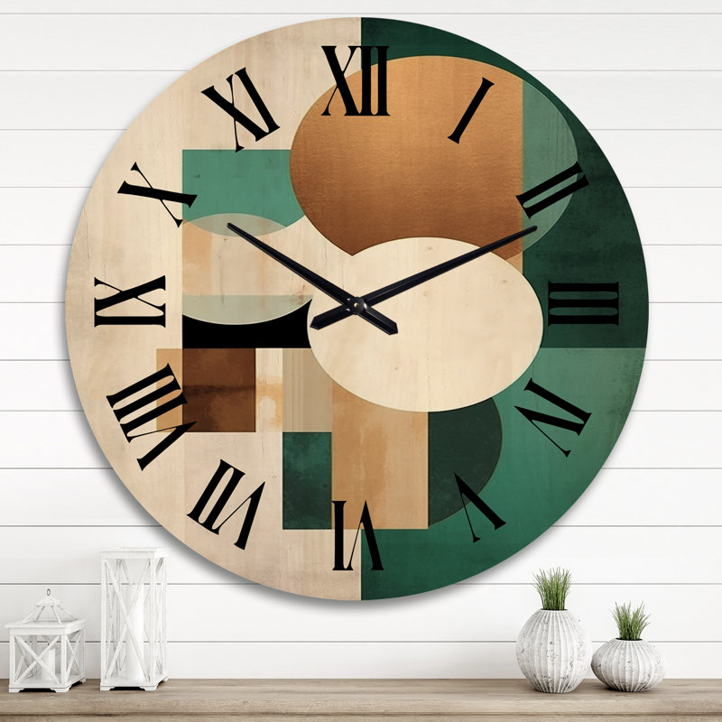 Pleine lune, horloge murale rétro surdimensionnée en or et sarcelle II, Très grand
