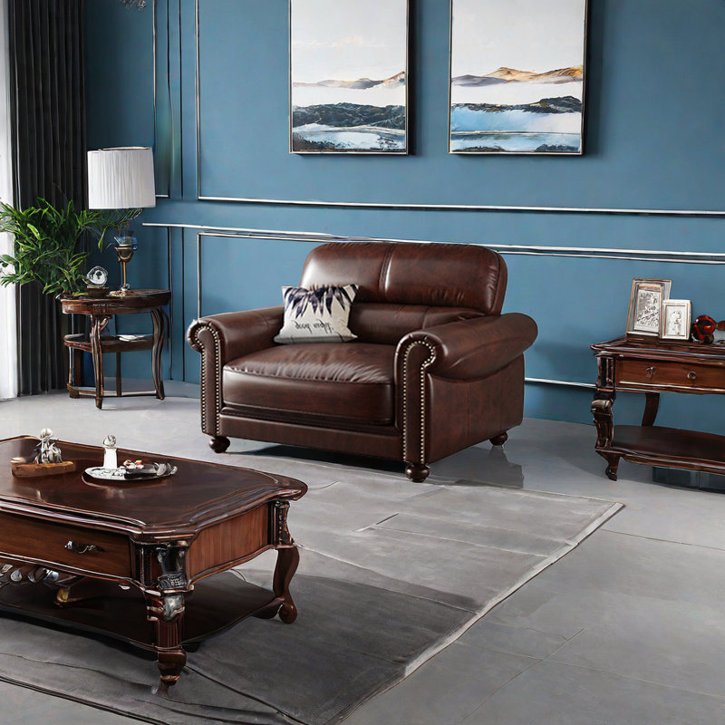 Fauteuil en cuir véritable de 39,7 po de largeur Tawon